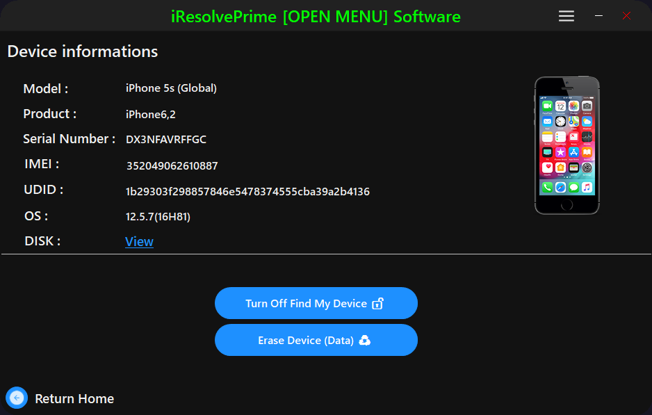 iResolvePrime Device Selection for Apple ID Removal